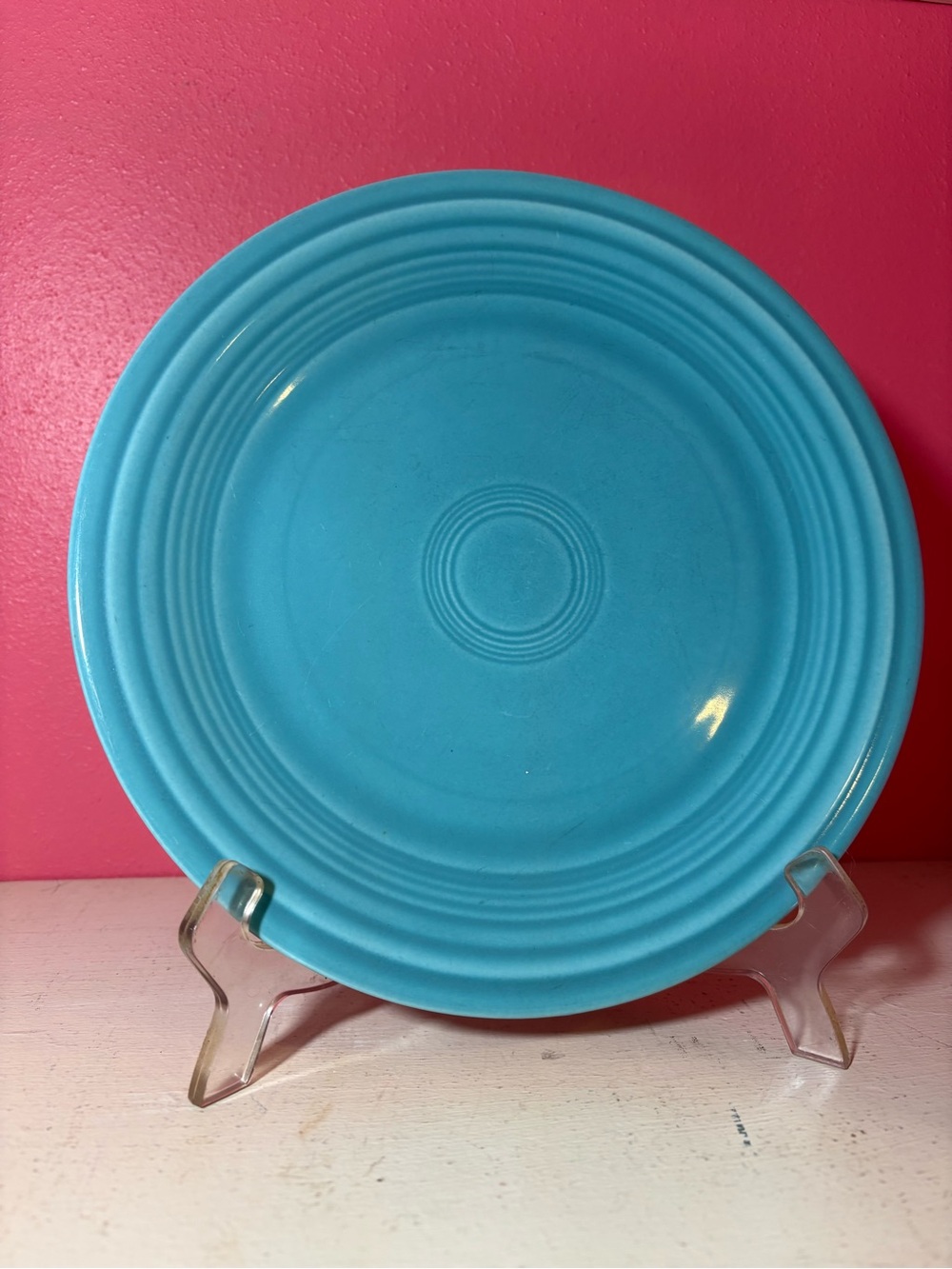 Fiestaware Vintage Homer Laughlin Company HLC Turquoise Ceramic Dinner Plate